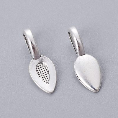 Tibetan Style Alloy Glun-on Flat Pad Bails for Pendants Making X-TIBEP-3348-AS-RS-1