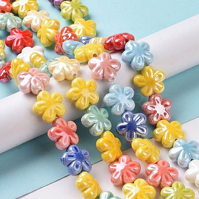 Glazed Porcelain Beads Strands X-PORC-M539-02-1