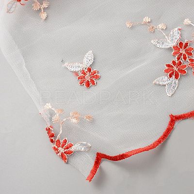 Flower Pattern Polyester Lace Fabic DIY-WH0061-021A-1