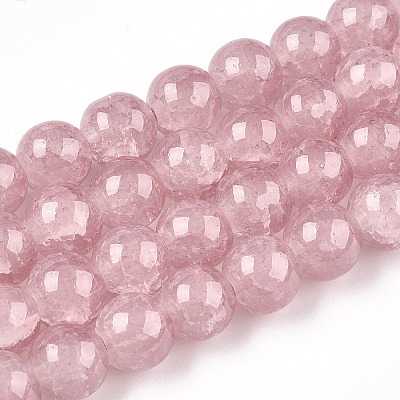 Baking Paint Crackle Glass Bead Strands DGLA-Q023-8mm-YS7-1