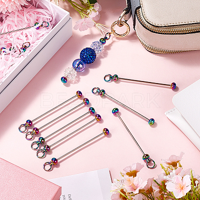 20Pcs Iron Bar Beadable Keychain for Jewelry Making DIY Crafts IFIN-SC0001-60-1