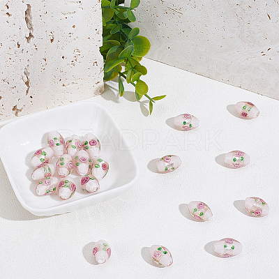 20Pcs Handmade Foil Glass Lampwork Beads LAMP-PA0001-63A-1