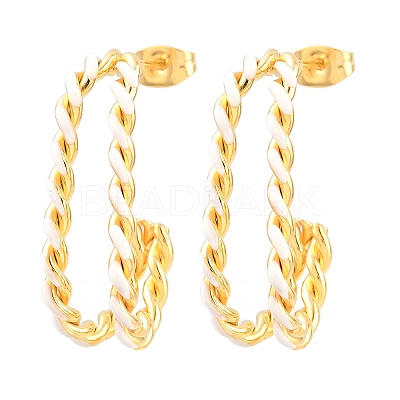 Twist 304 Stainless Steel Enamel Stud Earrings SA-CBA065A-01G-02-1