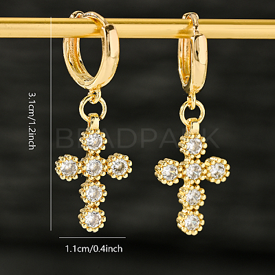 Brass Cross Hoop Earrings FE5671-1