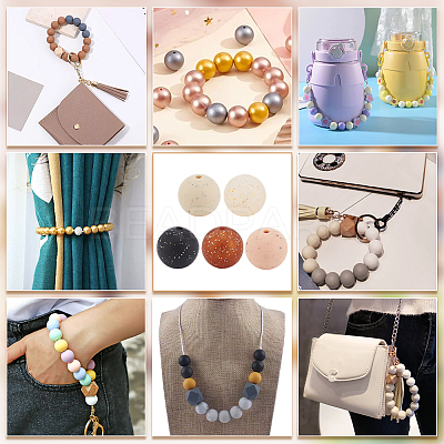50Pcs 5 Colors Food Grade Eco-Friendly Silicone Focal Beads SIL-PH0001-27-1