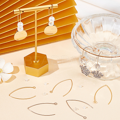 40Pcs 2 Colors 304 Stainless Steel Earring Hooks STAS-SP0001-41-1