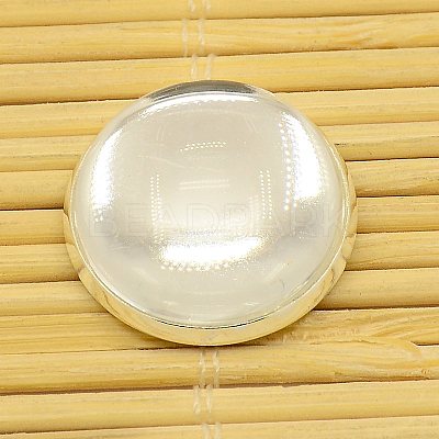 Brass Cabochons Settings and Flat Round Transparent Clear Glass Cabochons KK-X0009-S-RS-1