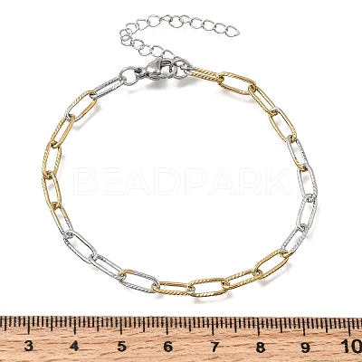 4MM Two Tone 304 Stainless Steel Textured Paperclip Chain Bracelets for Man and Women SA-CBAB767-11GP-1