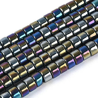 AB Color Plated Opaque Glass Beads Strands GLAA-T026-2x4mm-P16-1