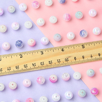 200Pcs 10 Styles Imitation Pearl & Opaque Acrylic Berry Beads OACR-FS0001-96B-1