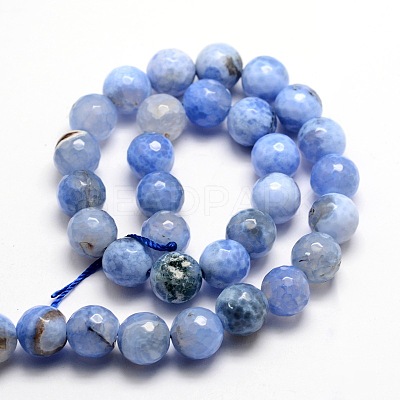 Dyed Natural Fire Crackle Agate Faceted Round Beads Strands G-E320C-10mm-03-1