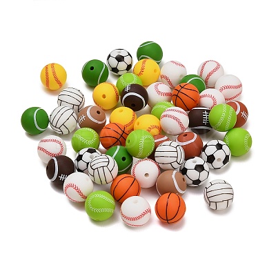 Sports Theme Food Grade Eco-Friendly Silicone Beads SIL-T058-03M-02-1