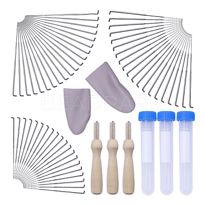 Wood Embroidery Stitching Punch Needle Tool Set DOLL-PW0003-058-1