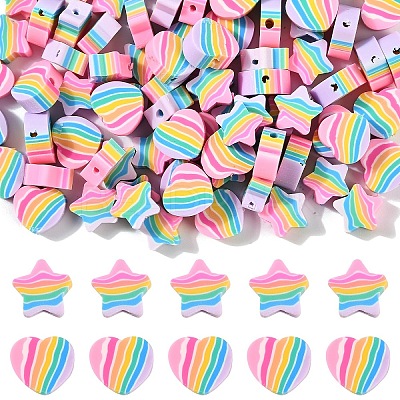 100Pcs 2 Styles Handmade Polymer Clay Beads CLAY-YW0001-97-1