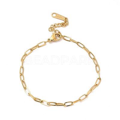 Ion Plating(IP) 304 Stainless Steel Paperclip Chain Bracelet for Women BJEW-G667-05G-1
