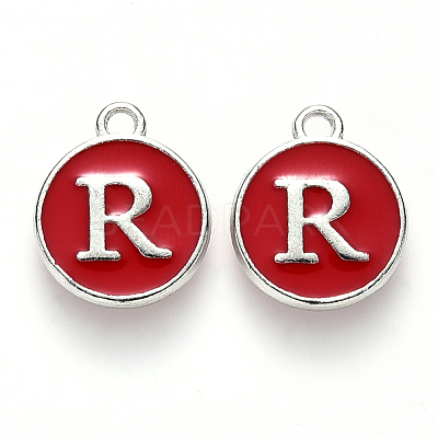 Platinum Plated Alloy Enamel Charms ENAM-S118-03R-P-1