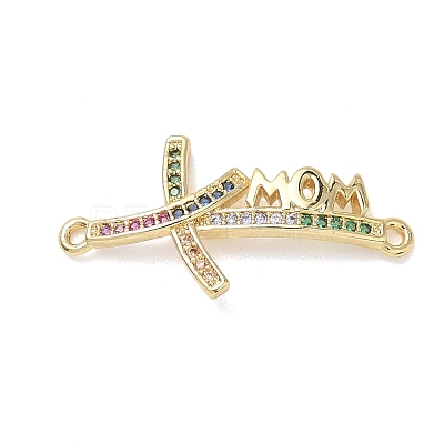 Mother's Day Brass Micro Pave Cubic Zirconia Links KK-T084-03A-G-1