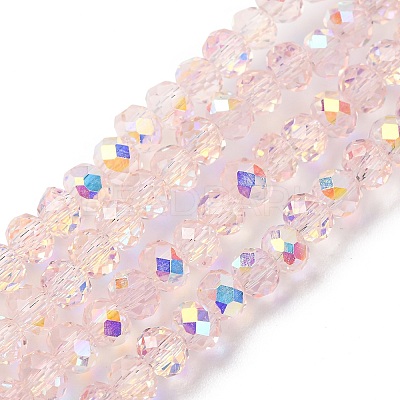 Electroplate Transparent Glass Beads Strands EGLA-A046-01A-15-1