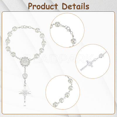 5Pcs Alloy & Glass & Imitation Pearl Charm Bracelets BJEW-DC0001-29-1