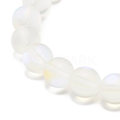 Synthetic Moonstone Round Beads Stretch Bracelet BJEW-JB07482-1