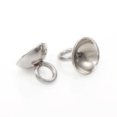 201 Stainless Steel Bead Cap Pendant Bails STAS-G224-24P-03-1
