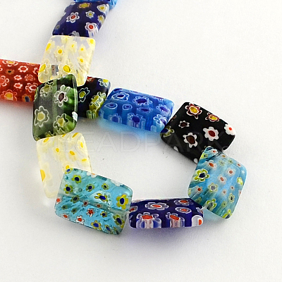 Rectangle Handmade Millefiori Glass Beads LK-R004-59-1
