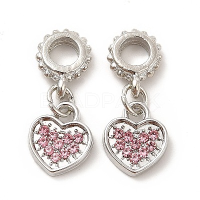 Rack Plating Alloy Rhinestone European Dangle Charms PALLOY-P289-14P-03-1