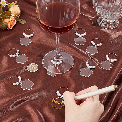 24Pcs Flower Acrylic Wine Glass Charms HJEW-BC00037-1