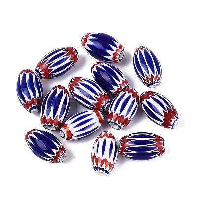 Handmade Millefiori Glass Barrel Beads LA-N002-03D-1