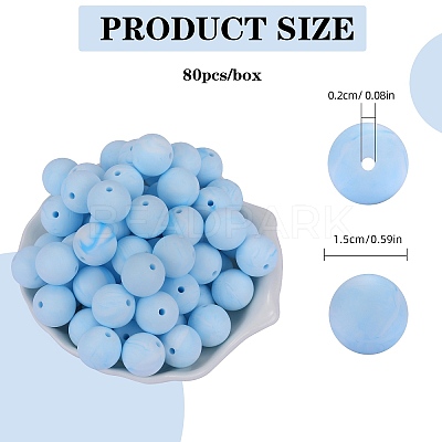 80Pcs Round Silicone Focal Beads SIL-SZ0001-24-29-1