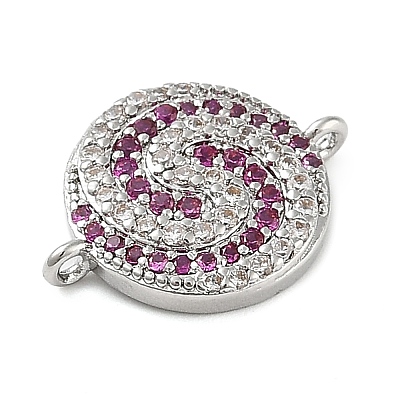 Rack Plating Brass Micro Pave Orchid & Clear Cubic Zirconia Vortex Connector Charms KK-A234-057P-1