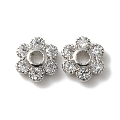 Rack Plating Brass Cubic Zirconia Bead Cap KK-C020-12B-P-1