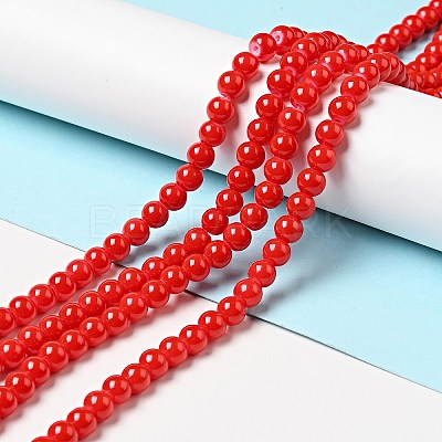 Painted Glass Bead Strands DGLA-S071-6mm-49-1