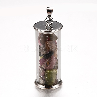 Alloy & Glass Wish Bottle Pendants G-Z017-01-1