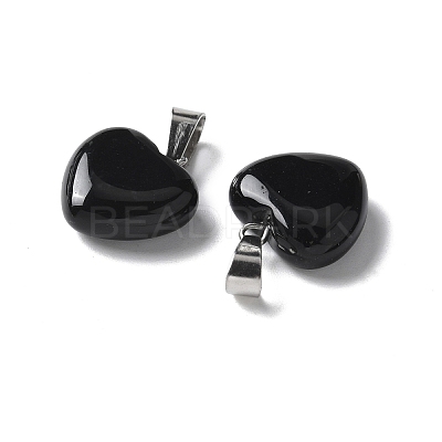 Natural Black Agate Pendants G-I311-A16-01-1