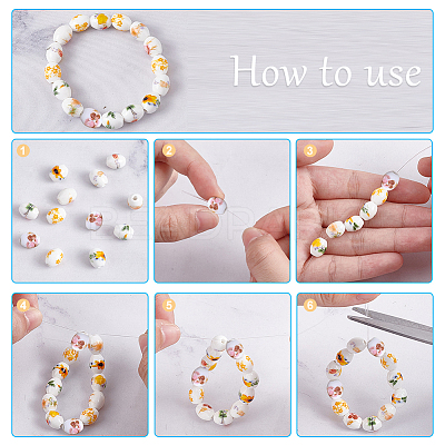 5Bags 5 Colors Handmade Porcelain Beads PORC-AR0001-13-1
