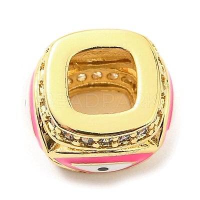 Rack Plating Brass Micro Pave Cubic Zirconia Evil Eye European Beads with Enamel KK-M247-34G-02-1