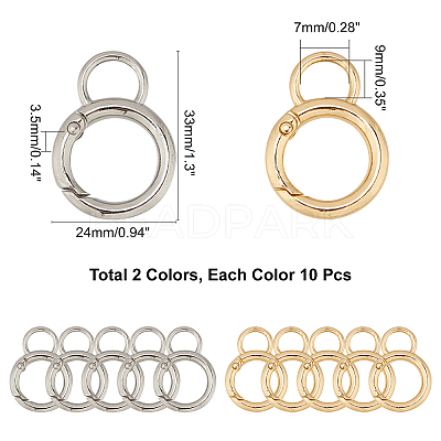 20Pcs 2 Colors Alloy Spring Gate Ring KEYC-NB0001-16-1