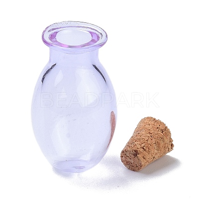 Oval Glass Cork Bottles Ornament AJEW-O032-03H-1