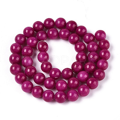 Dyed Natural Mashan Jade Round Beads Strands G-T139-8mm-67D-1