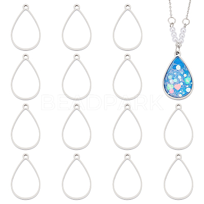 16Pcs 304 Stainless Steel Open Back Bezel Pendants FIND-UN0002-90A-1