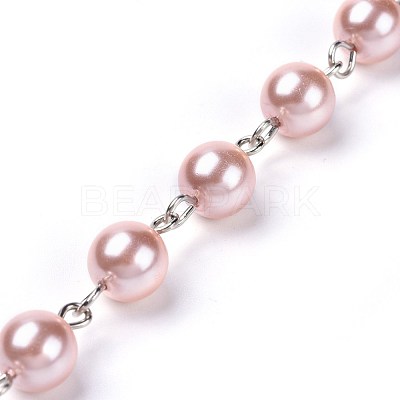 Handmade Dyed Glass Pearl Beaded Chains AJEW-JB00487-04-1