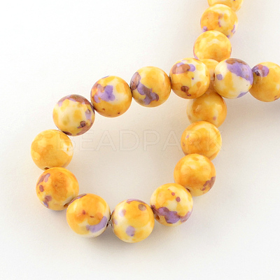 Dyed Natural Ocean White Jade Round Bead Strands G-R295-6mm-11-1