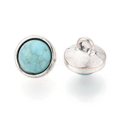 Zinc Metal Alloy & Natural Turquoise Buttons LS-BUTT-WH0057-001BAS-1