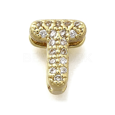 Brass Micro Pave Cubic Zirconia Letter Multi-Strand Links KK-D295-32G-20-1