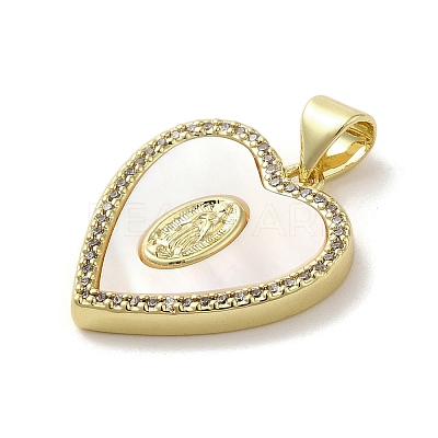 Shell Heart Pendants KK-E091-01G-1