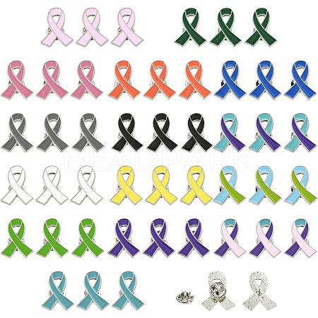 60Pcs 15 Colors Breast Cancer Awareness  Ribbon Enamel Pin JEWB-CJC0001-33-1