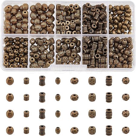  480Pcs 8 Style Tibetan Style Alloy Beads TIBEB-NB0001-28-1