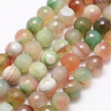 Faceted Natural Agate Beads Strands G-F344-42-8mm-1