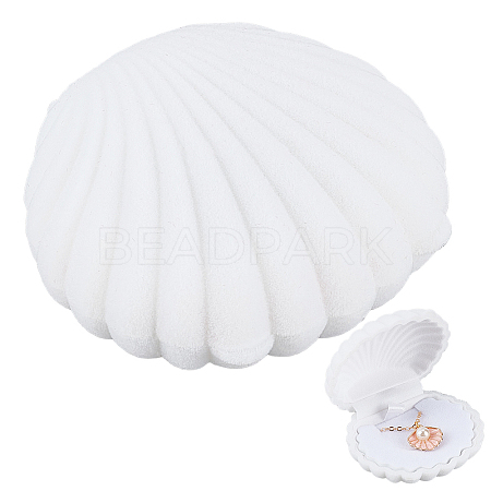 3Pcs Shell Shaped Velvet Jewelry Storage Boxes AJEW-SC0002-94-1